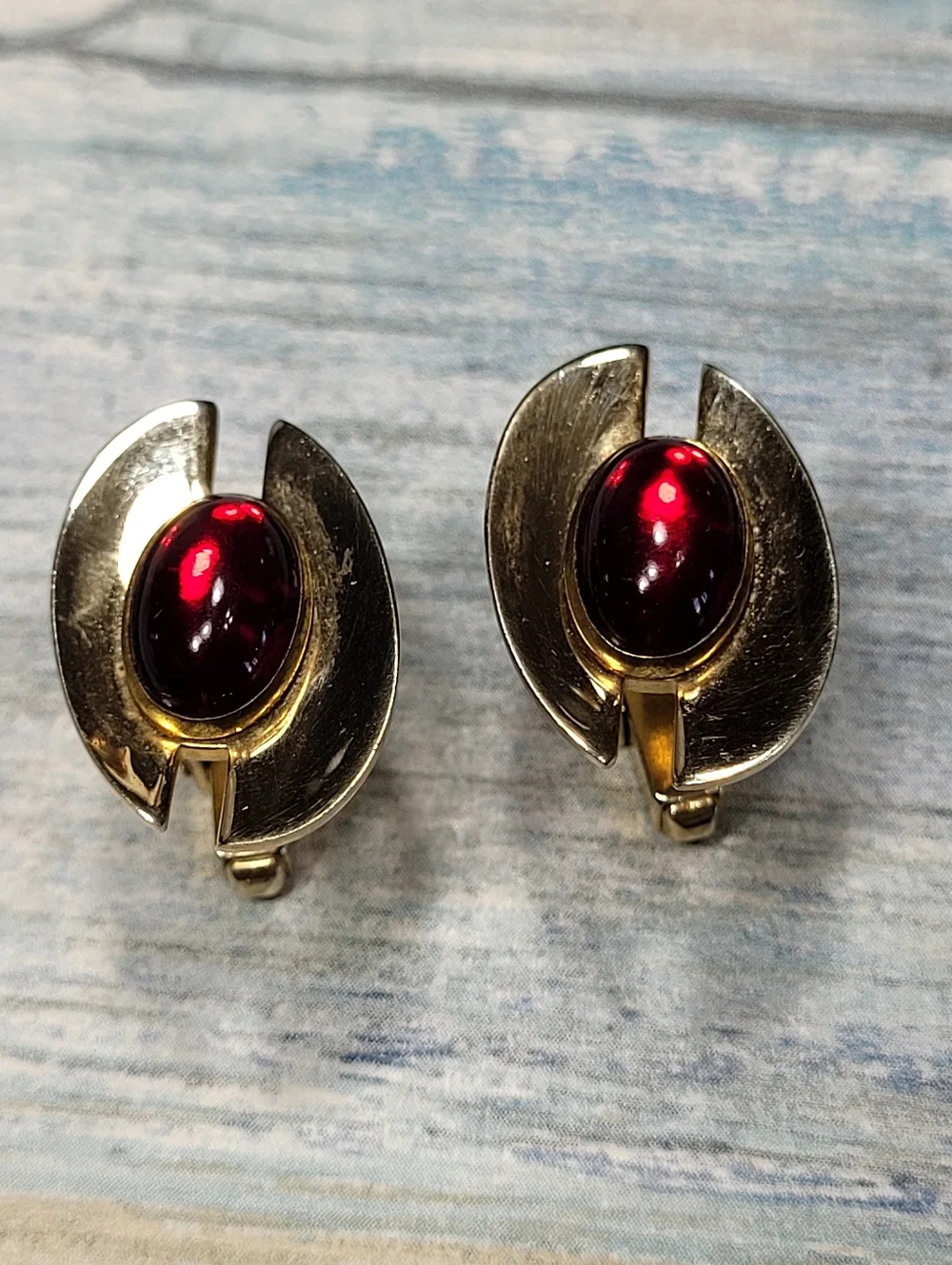 Anson Gold-Tone Cufflinks with red cabochon